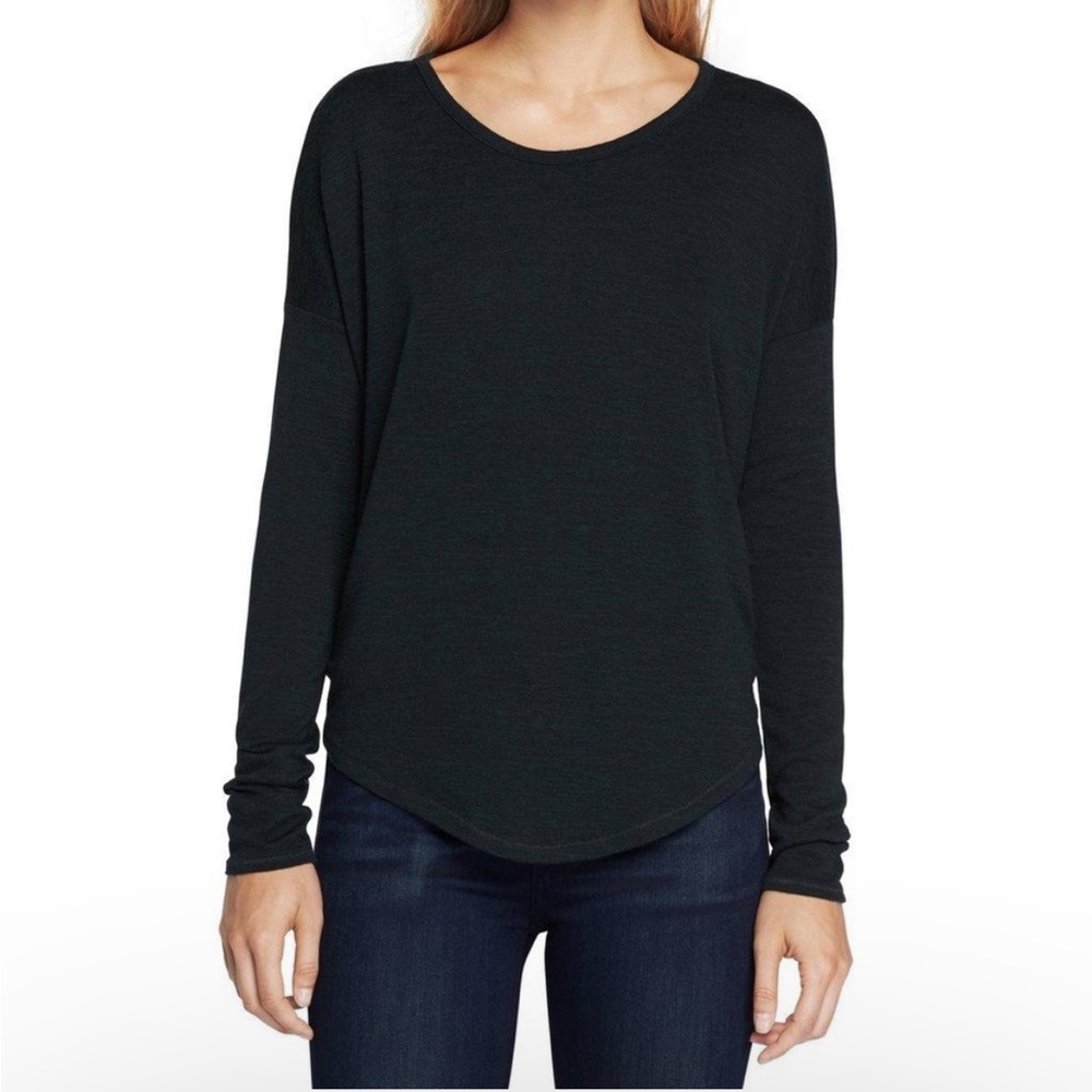 rag & bone Black Long Sleeve Scoop Neck Top